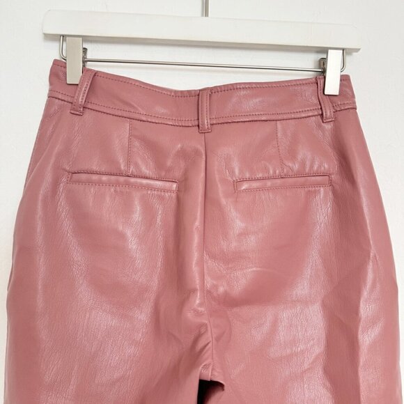Babaton Aritzia Faux Leather Command Trouser Pants Straight Leg Mid Rise Size 2 - Picture 9 of 11